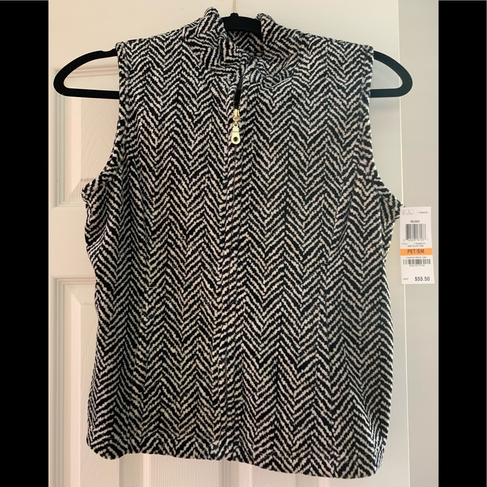 Charter club Petite Black and Tan vest.